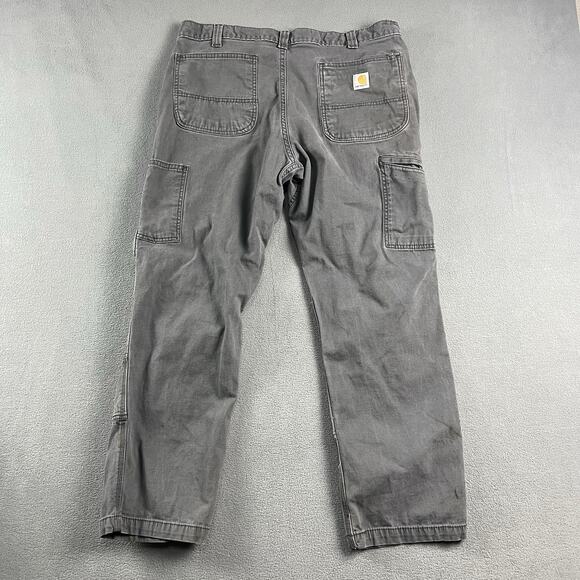 Carhartt Pants Mens 36X30 Gray Carpenter Double Knee Distressed Workwear - Picture 9 of 16